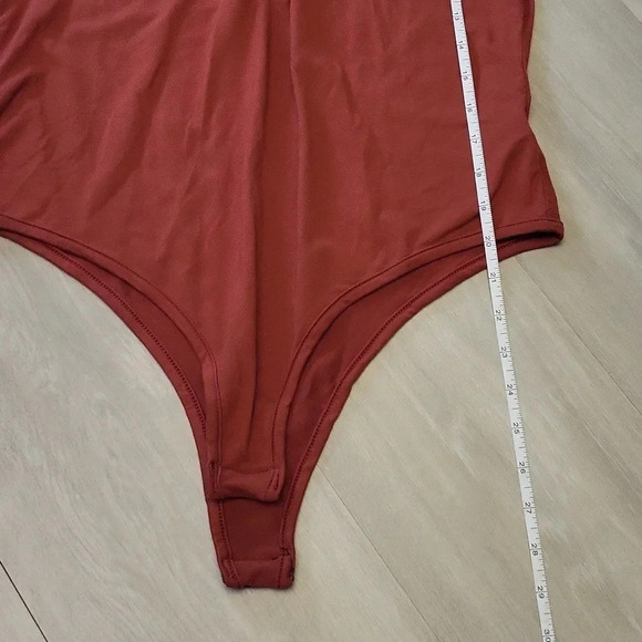 🛍Persaya Rust Orange Short Sleeve V‎ Neck Bodysuit Size XL - Picture 4 of 6